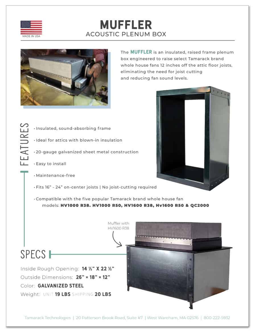 Product information and specifications for Tamarack Technologies Muffler Plenum Riser